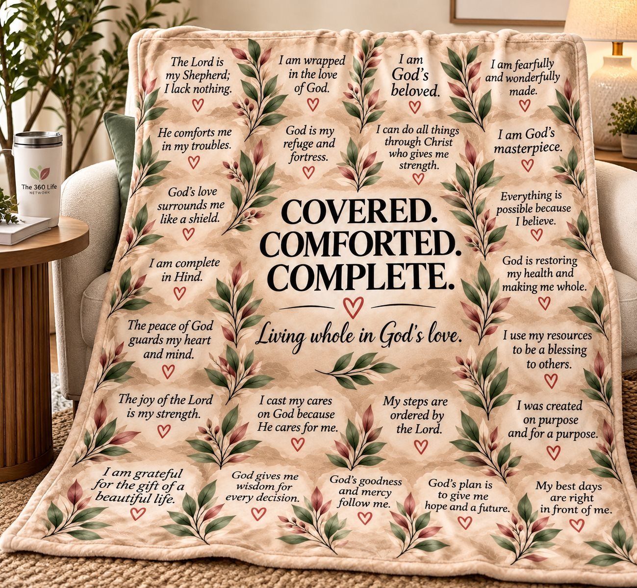 The 360 Life Inspirational Blanket: Covered. Comforted. Complete.