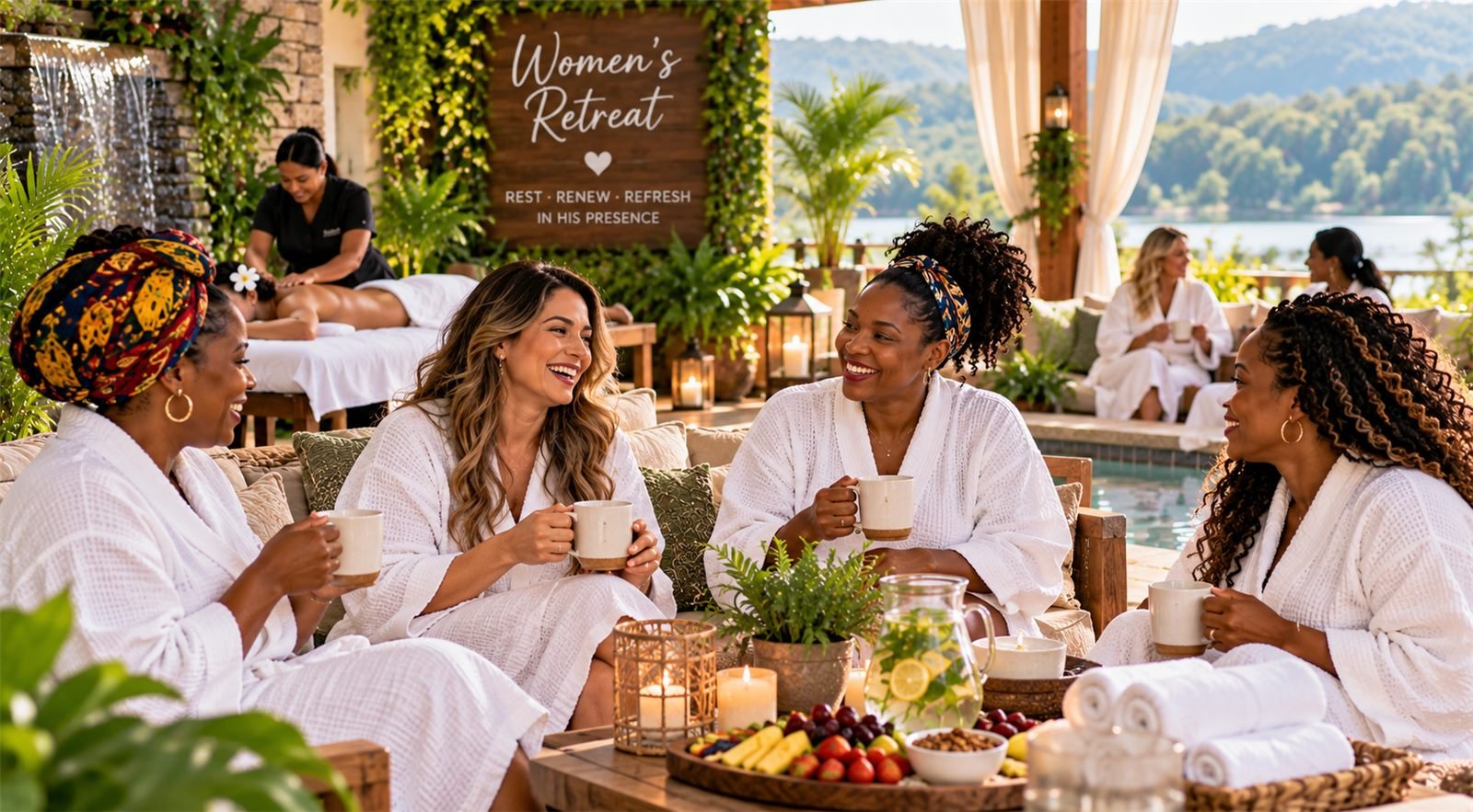 Women relaxing together at a spa retreat