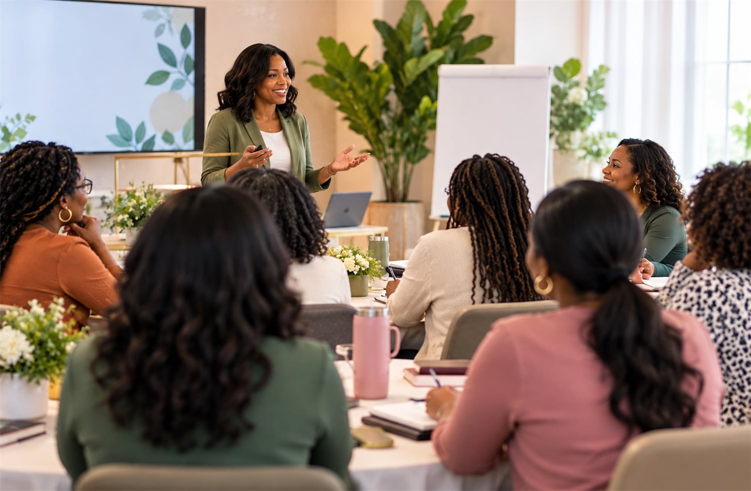 Women attending a 360 Life workshop led by a facilitator